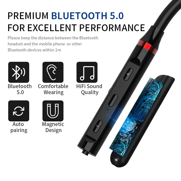 KTX-998547 Wireless Bluetooth Neckband Earphones with Microphone for Sports