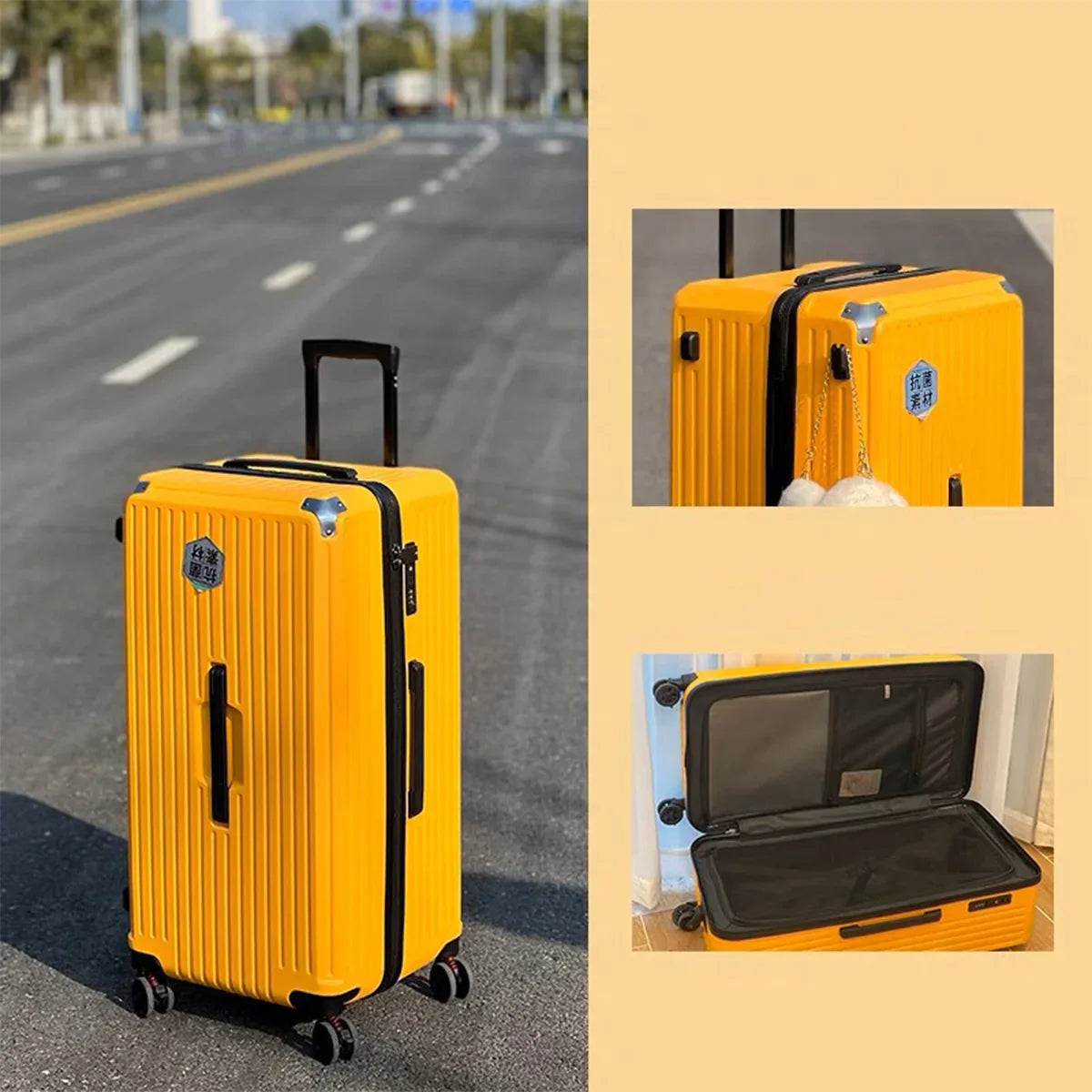KTX-783315 Unisex Hard Suitcase Luggage with Cup Holder and 3 Handles