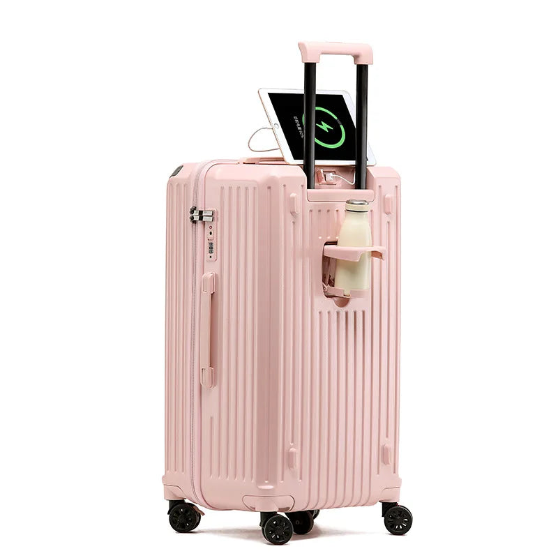 KTX-783315 Unisex Hard Suitcase Luggage with Cup Holder and 3 Handles