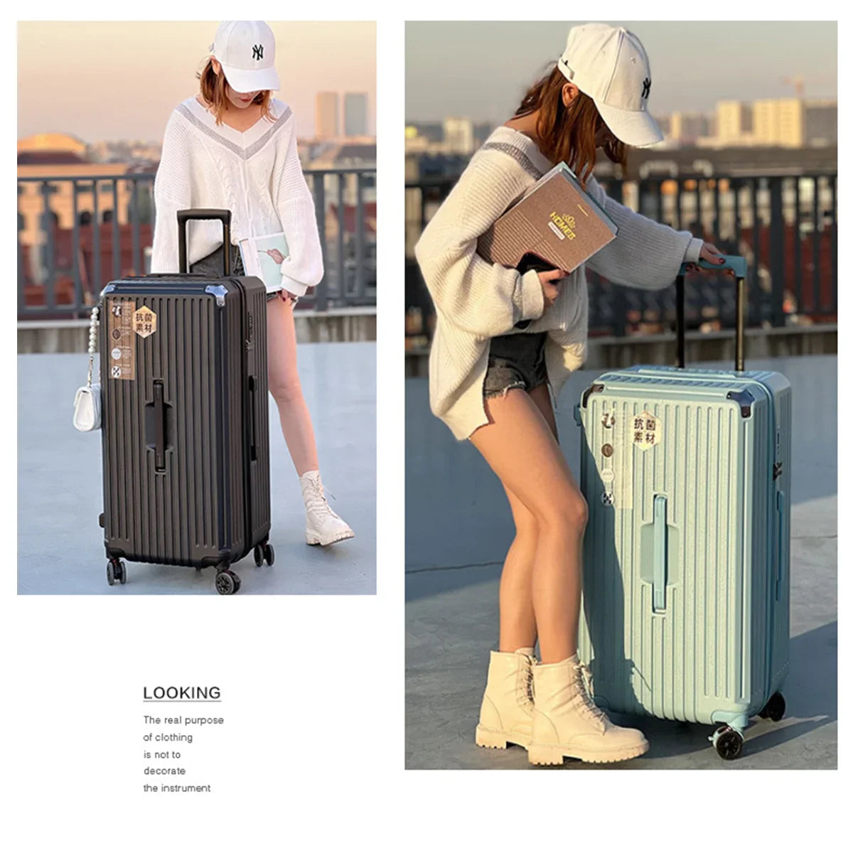 KTX-783315 Unisex Hard Suitcase Luggage with Cup Holder and 3 Handles