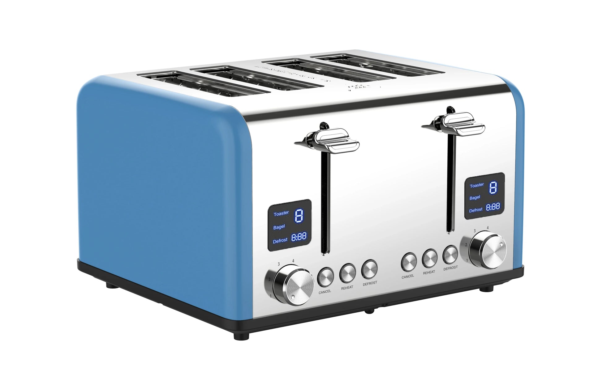 KTX-847059 Stainless Steel 4-Slice Toaster with LED Display for Efficient Breakfast Preparation
