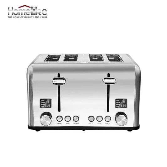 KTX-847059 Stainless Steel 4-Slice Toaster with LED Display for Efficient Breakfast Preparation