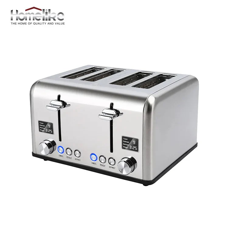 KTX-847059 Stainless Steel 4-Slice Toaster with LED Display for Efficient Breakfast Preparation