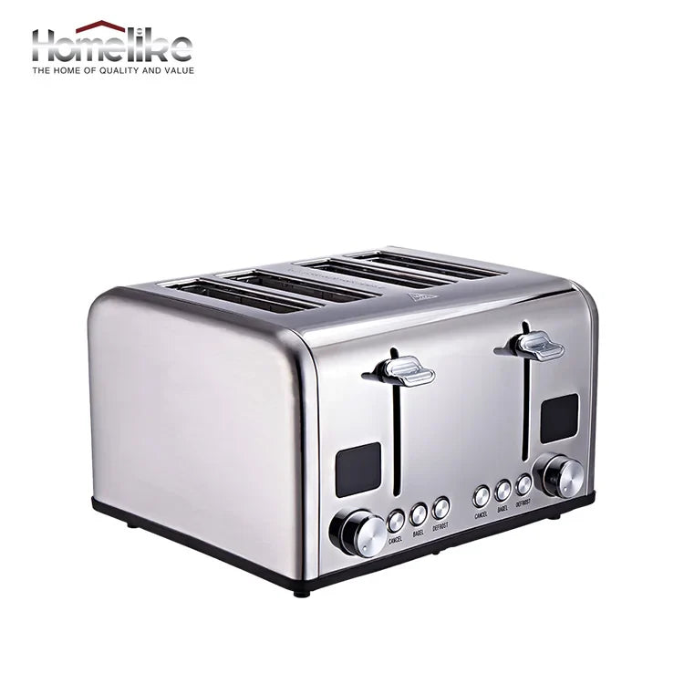 KTX-847059 Stainless Steel 4-Slice Toaster with LED Display for Efficient Breakfast Preparation