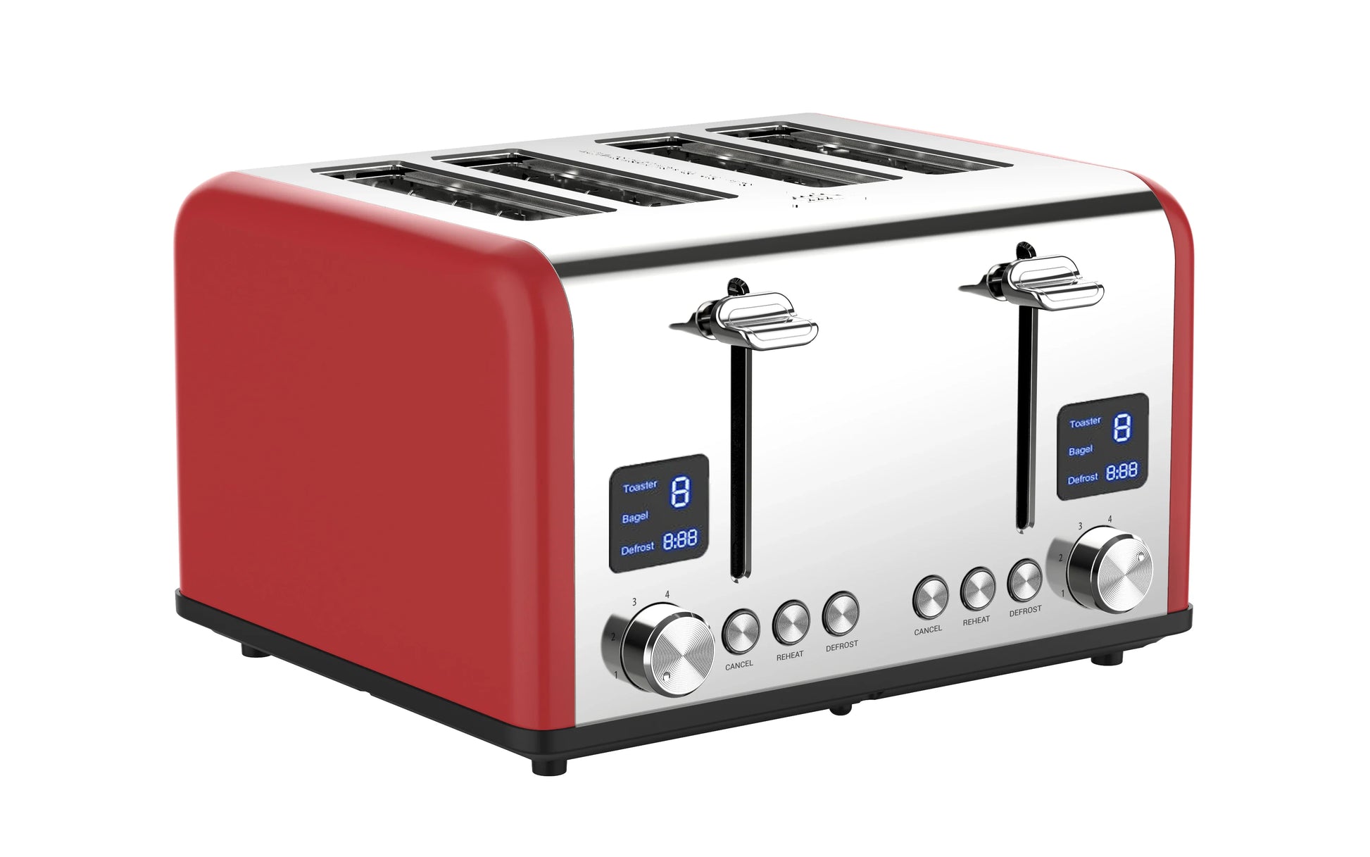 KTX-847059 Stainless Steel 4-Slice Toaster with LED Display for Efficient Breakfast Preparation