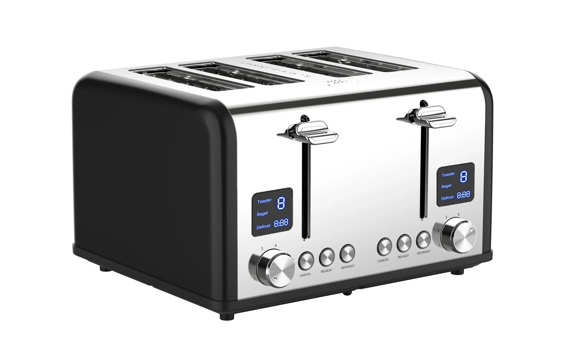 KTX-847059 Stainless Steel 4-Slice Toaster with LED Display for Efficient Breakfast Preparation