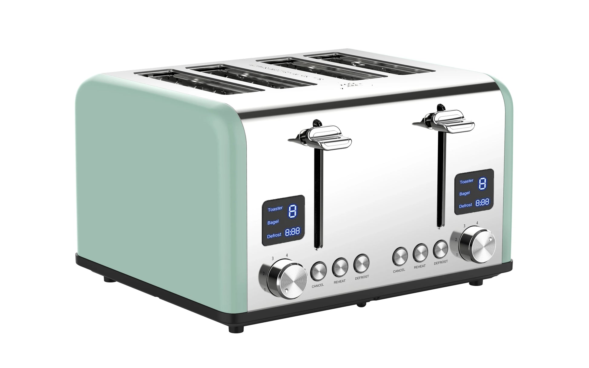 KTX-847059 Stainless Steel 4-Slice Toaster with LED Display for Efficient Breakfast Preparation