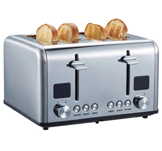 KTX-847059 Stainless Steel 4-Slice Toaster with LED Display for Efficient Breakfast Preparation