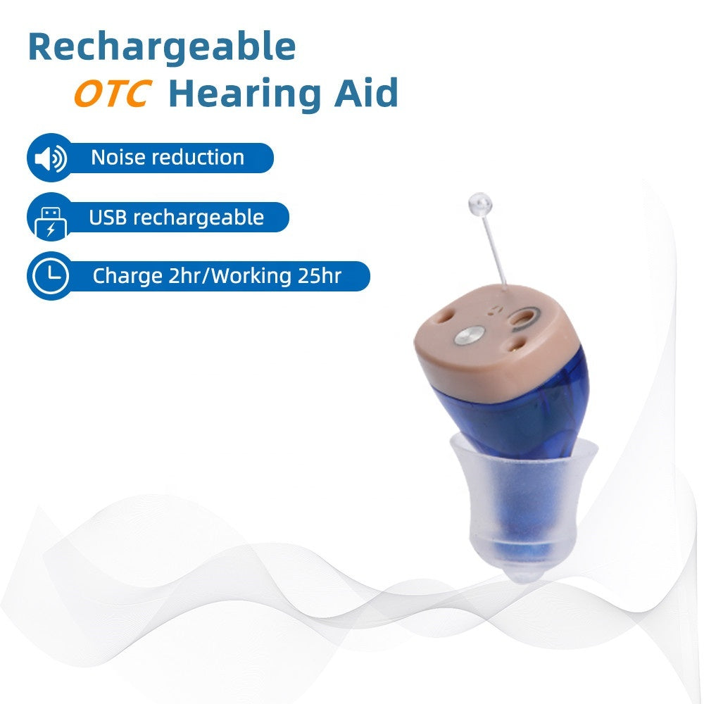 KTX-486547 Rechargeable CIC Hearing Aid with Sound Amplifier and Built-in Volume Control for Enhanced Hearing