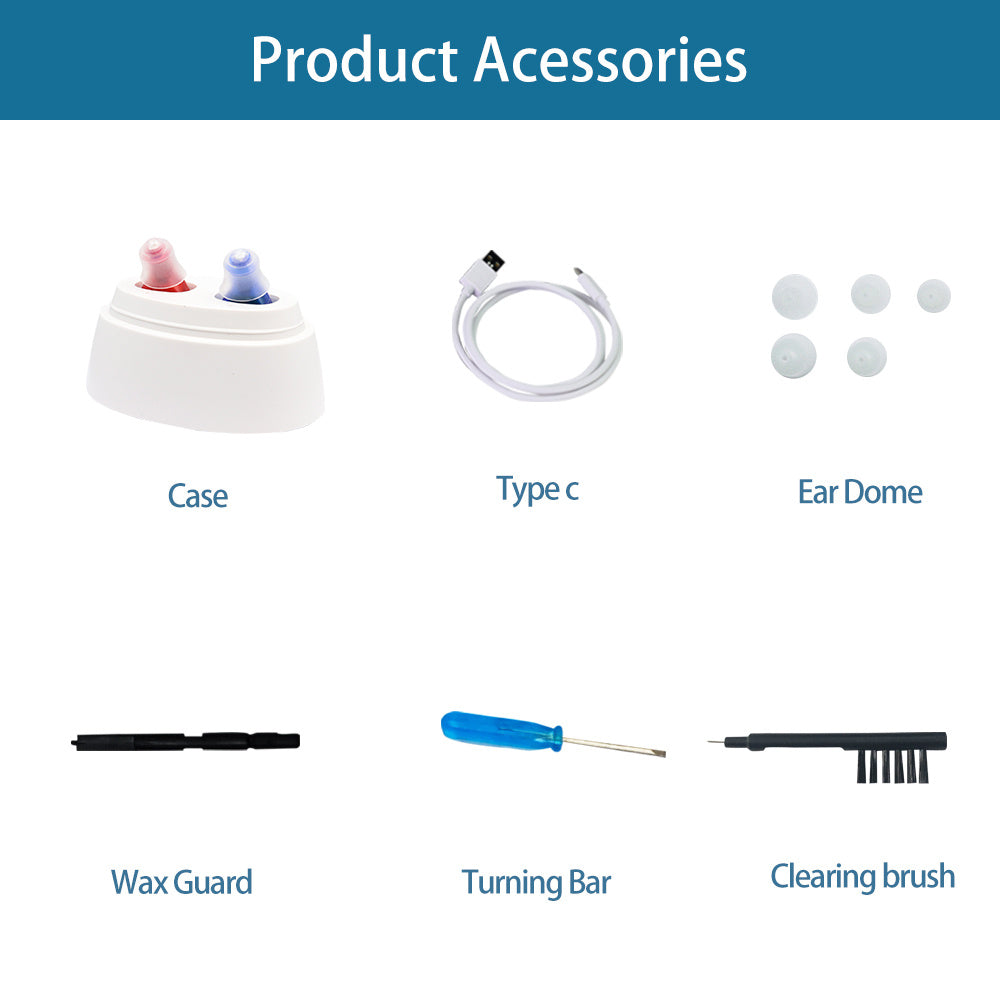 KTX-486547 Rechargeable CIC Hearing Aid with Sound Amplifier and Built-in Volume Control for Enhanced Hearing
