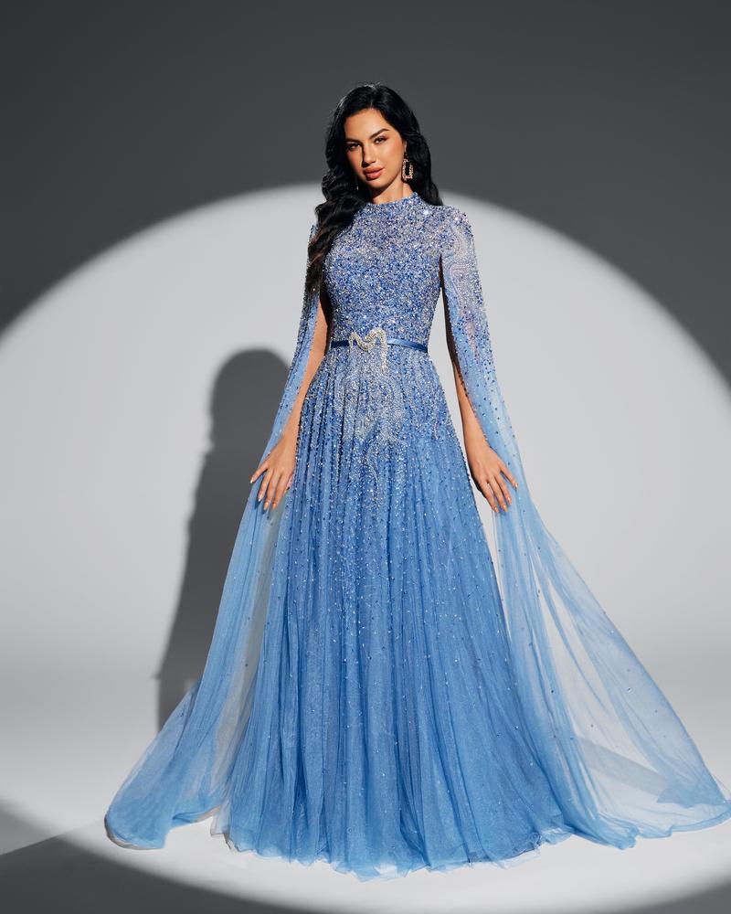 KTX-019603 Elegant Blue Dress for Women - Model EZ25004