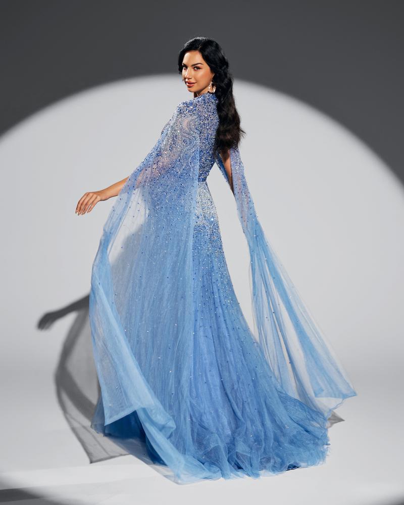 KTX-019603 Elegant Blue Dress for Women - Model EZ25004