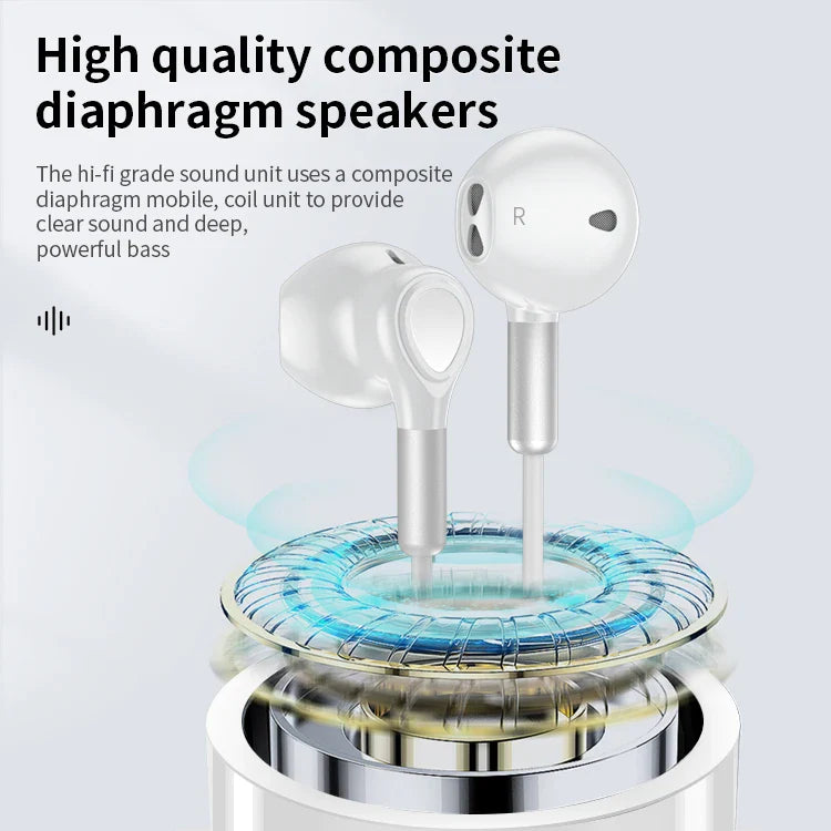 KTX-394067 3.5mm Stereo Wired Earphones with Deep Bass, In-Ear Design, Mic, and Button Control for iPhone