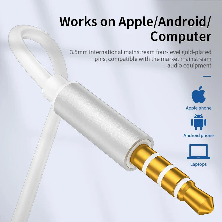 KTX-394067 3.5mm Stereo Wired Earphones with Deep Bass, In-Ear Design, Mic, and Button Control for iPhone