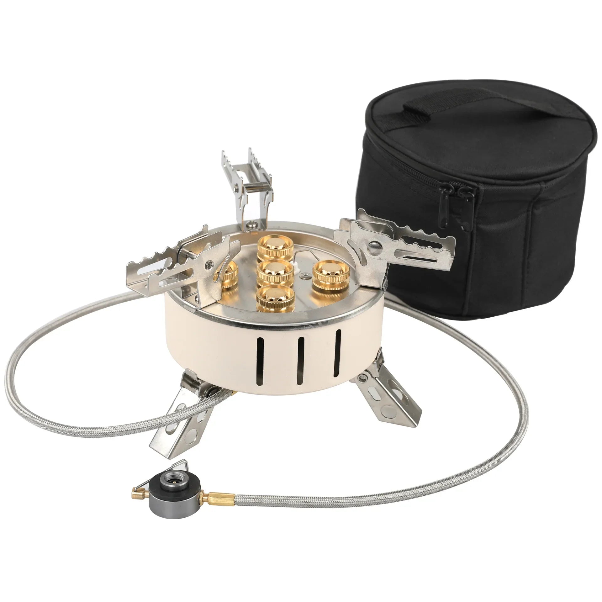 KTX-763027 5-Burner Stainless Steel Gas Stove for Outdoor Cooking and Camping