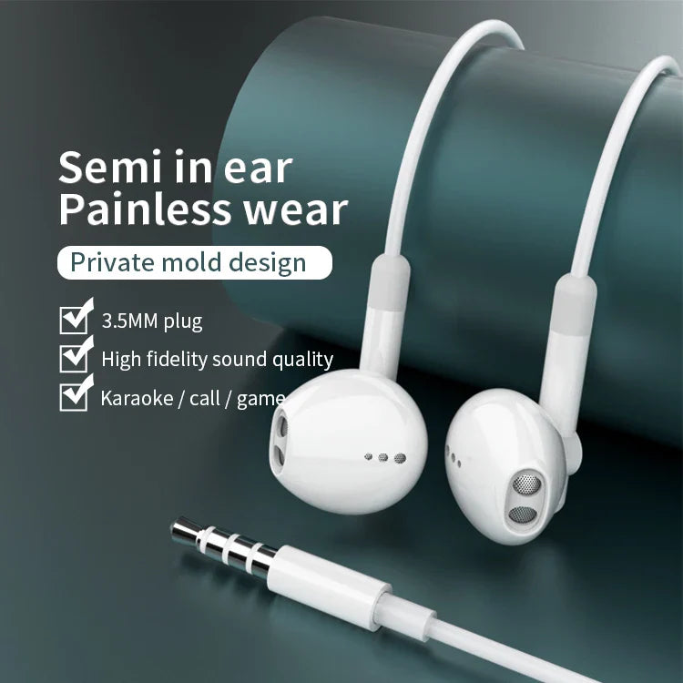 KTX-173843 3.5mm Wired Earphones with Microphone for Mobile Phones, Hi-Fi Stereo Sound Quality Earbuds Headset