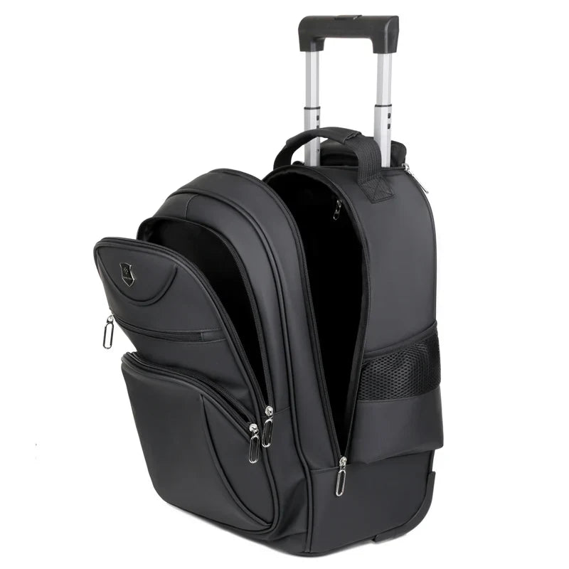 KTX-946835 High Capacity Casual Laptop Backpack with Pull Rod and Wheels for Outdoor Use