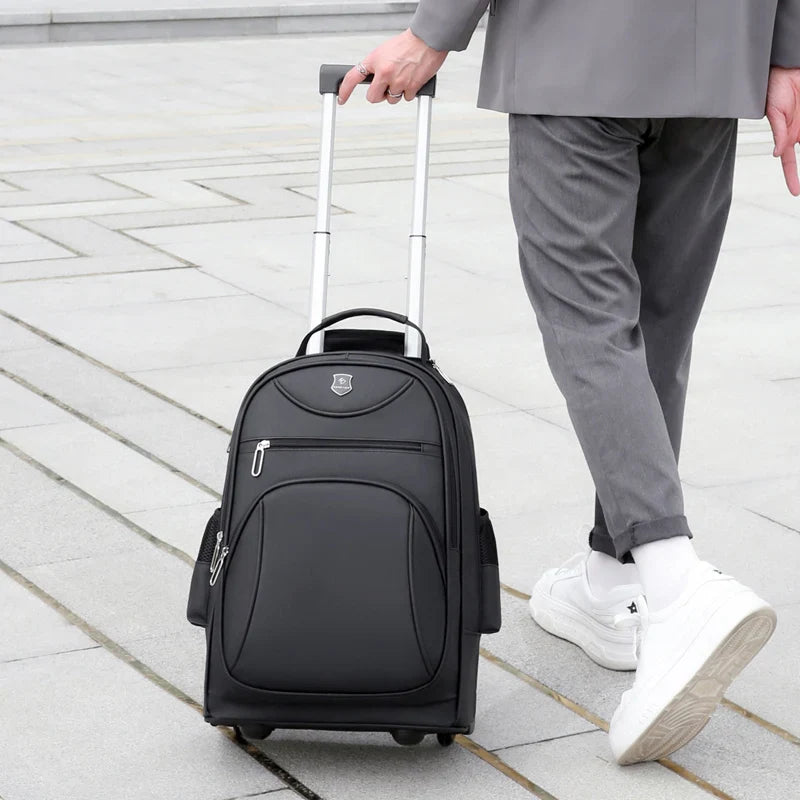 KTX-946835 High Capacity Casual Laptop Backpack with Pull Rod and Wheels for Outdoor Use