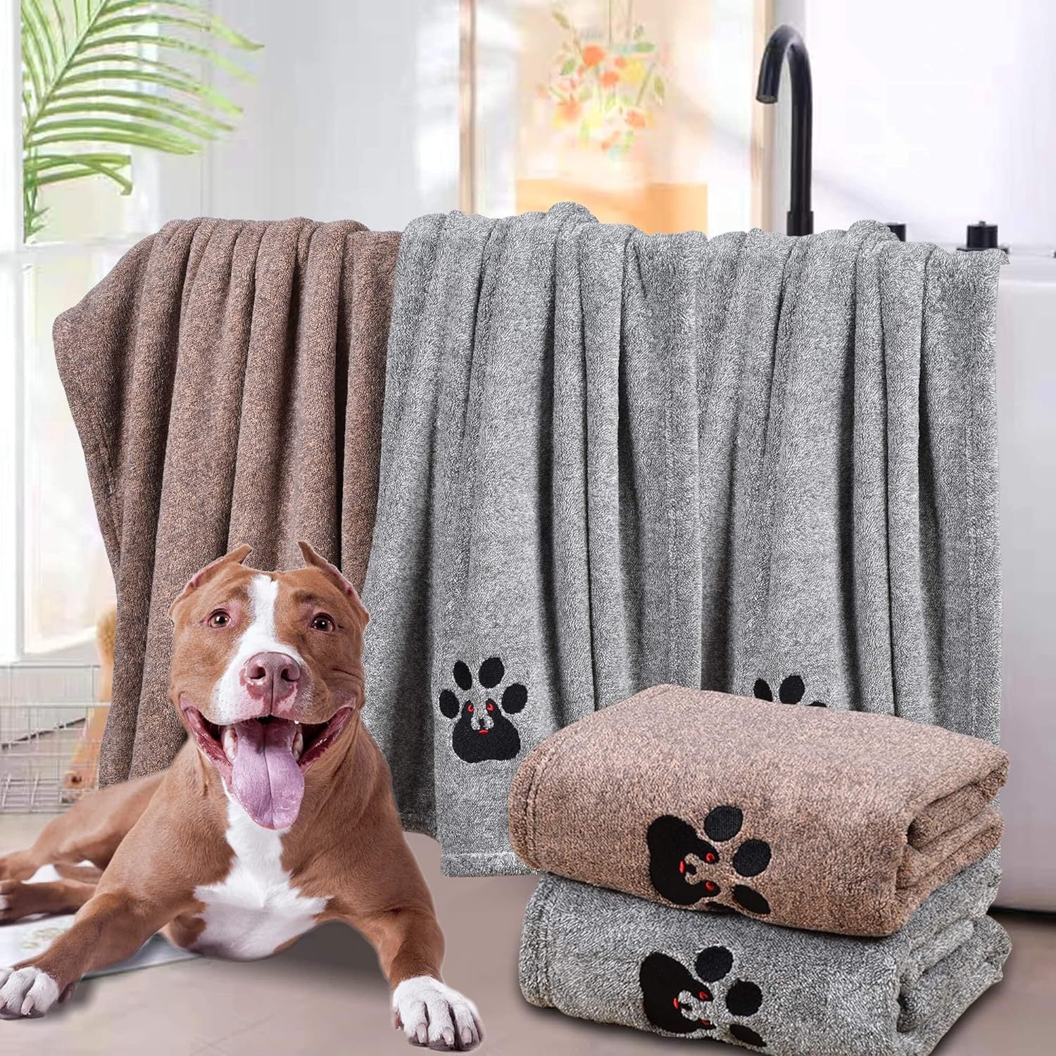 JMT-642570 Super Absorbent Microfiber Bath Towel for Dogs and Cats - Fast-Drying, Soft, and Ideal for Travelling and Grooming