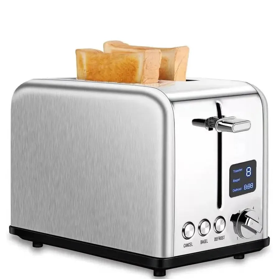 KTX-257235 Stainless Steel 2-Slice Automatic Pop-Up Bread Toaster with LED Display