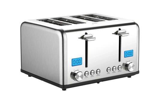 KTX-436883 Stainless Steel Electric 4-Slice Toaster with 6 Browning Settings for Smart Kitchen Use