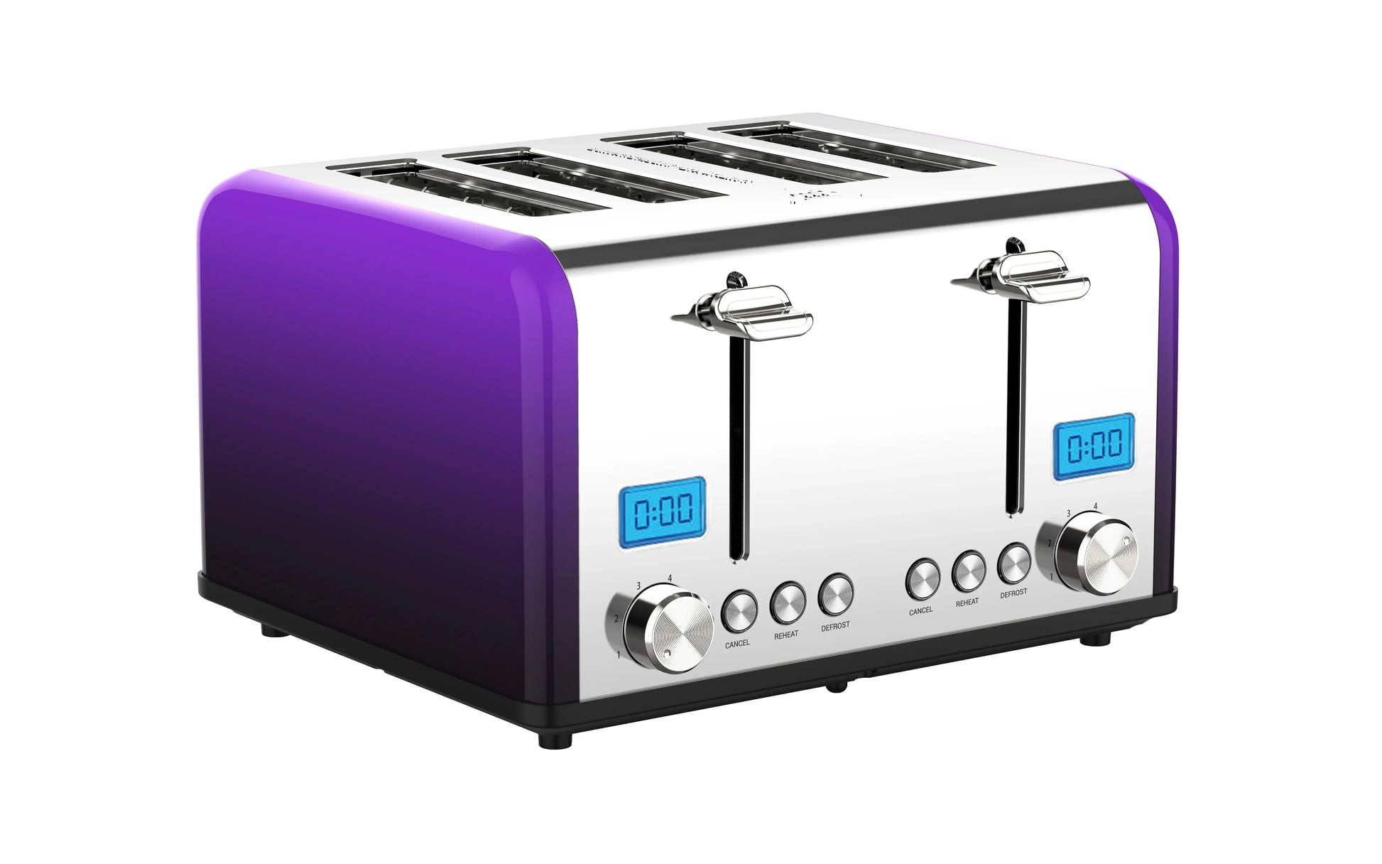 KTX-436883 Stainless Steel Electric 4-Slice Toaster with 6 Browning Settings for Smart Kitchen Use