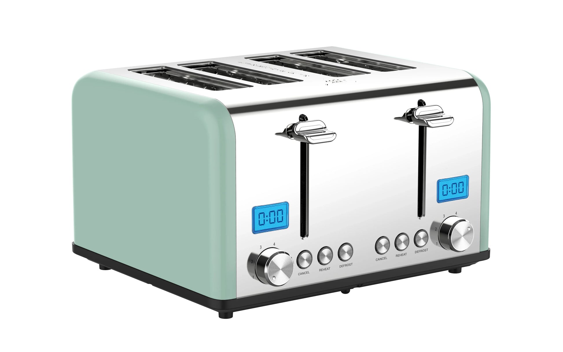 KTX-436883 Stainless Steel Electric 4-Slice Toaster with 6 Browning Settings for Smart Kitchen Use
