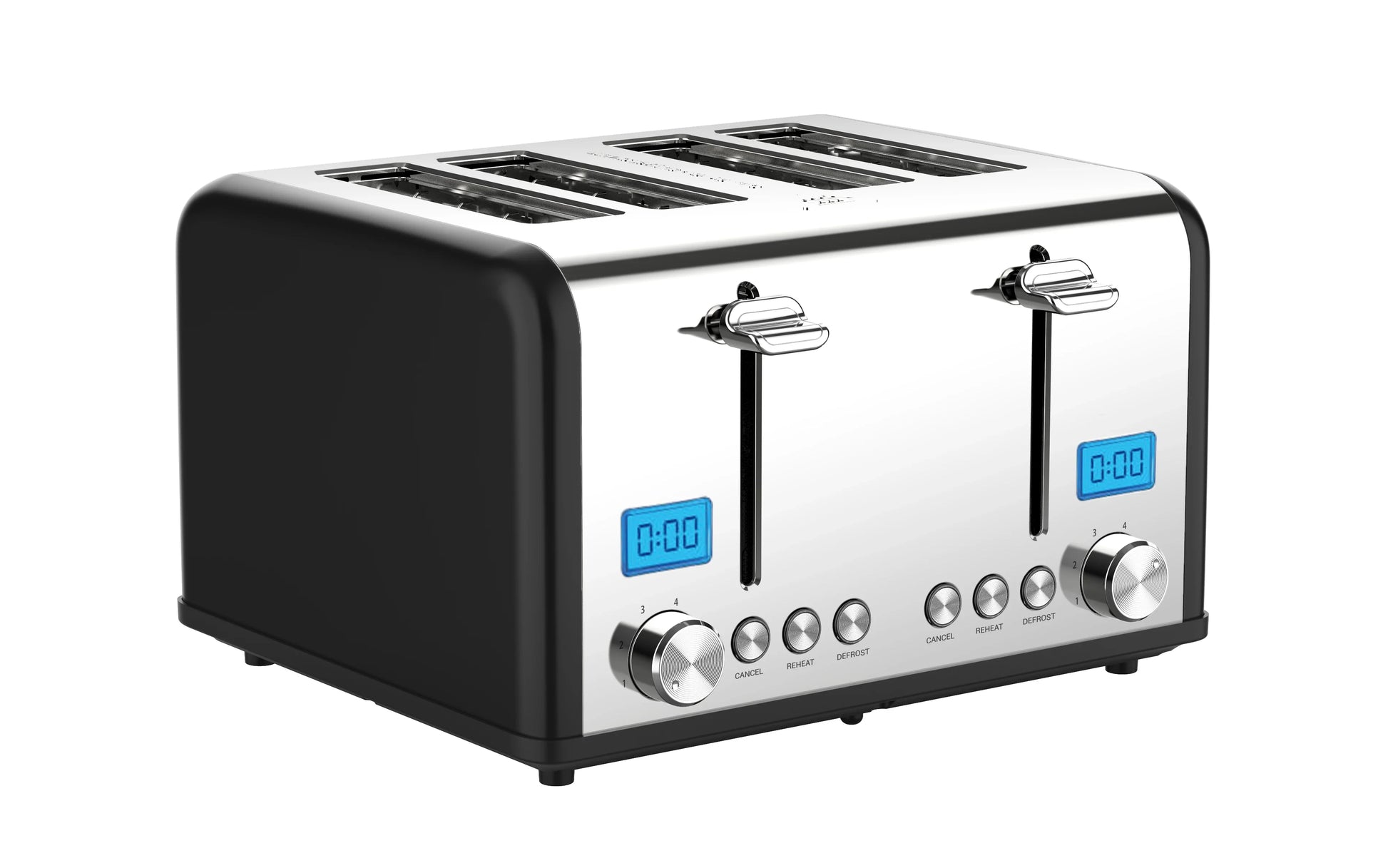 KTX-436883 Stainless Steel Electric 4-Slice Toaster with 6 Browning Settings for Smart Kitchen Use