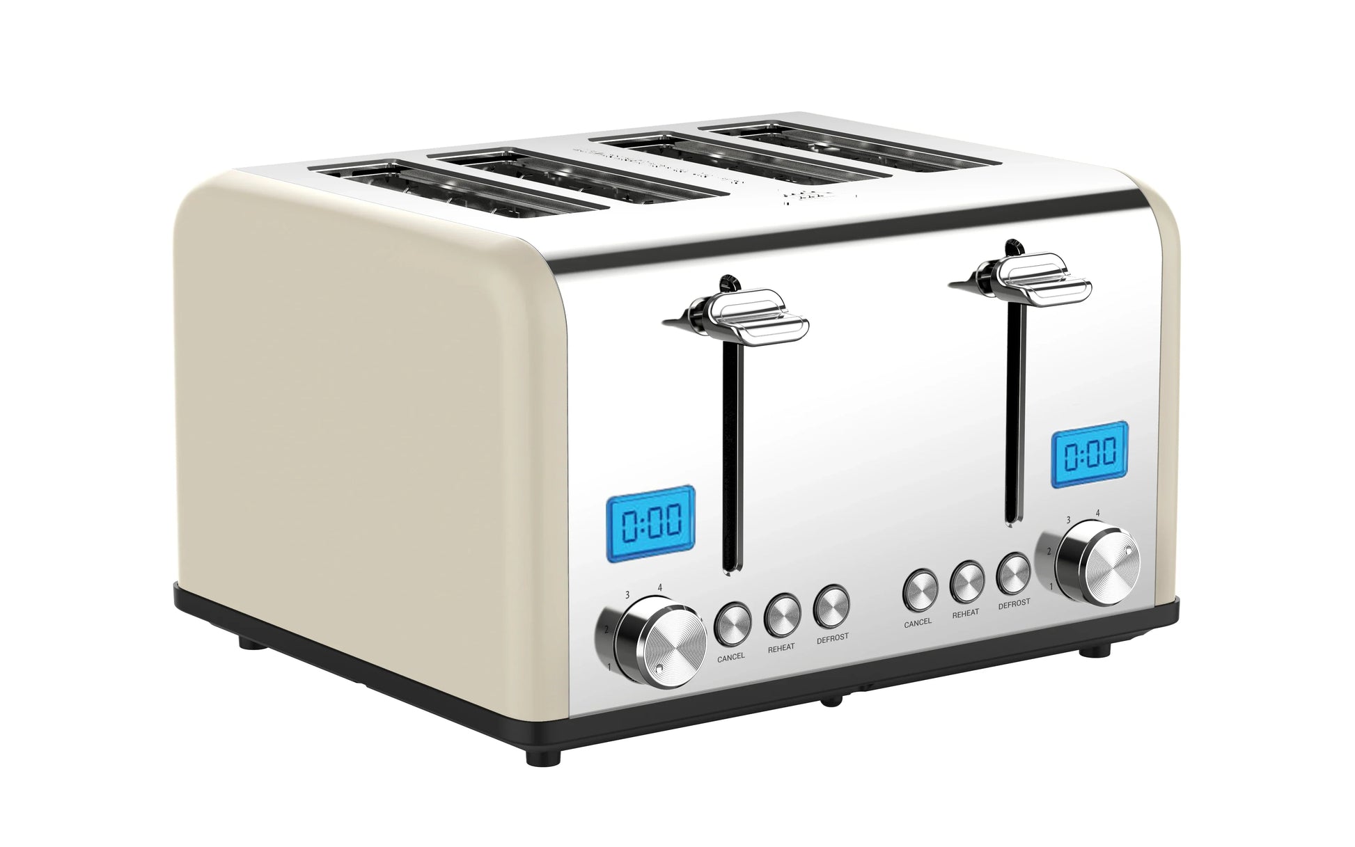 KTX-436883 Stainless Steel Electric 4-Slice Toaster with 6 Browning Settings for Smart Kitchen Use