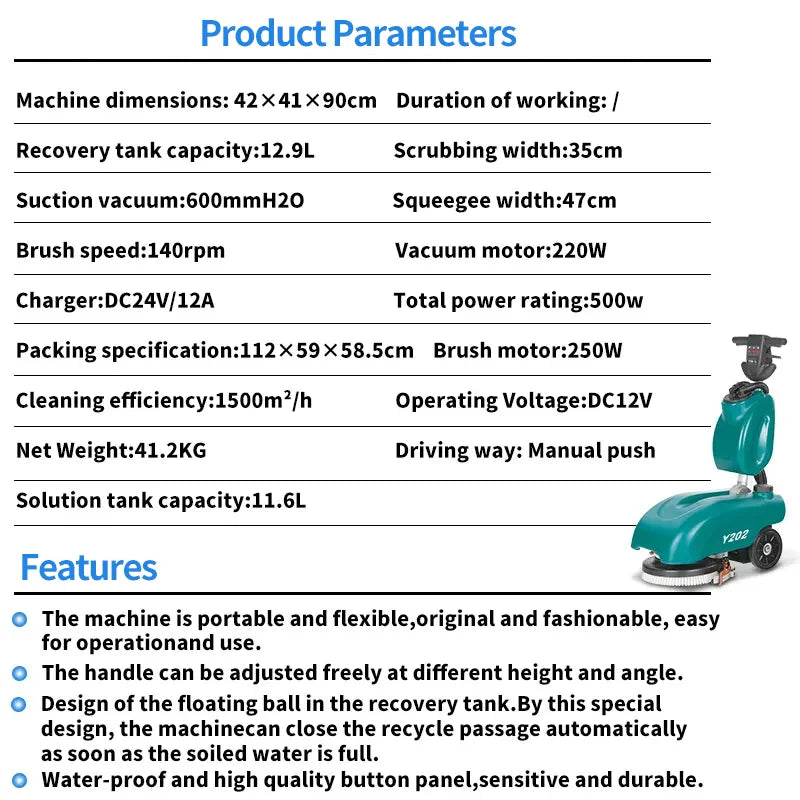 KTX-617363 Fully Automatic Three-in-One Commercial Floor Cleaner with Battery Operated Sweeping Function