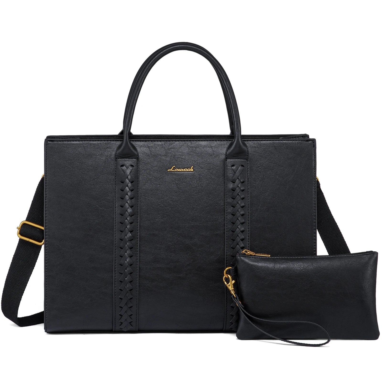 KTX-377747 Vintage Leather Laptop Tote Bag for 15.6-inch Laptops - Waterproof Business Briefcase for Women