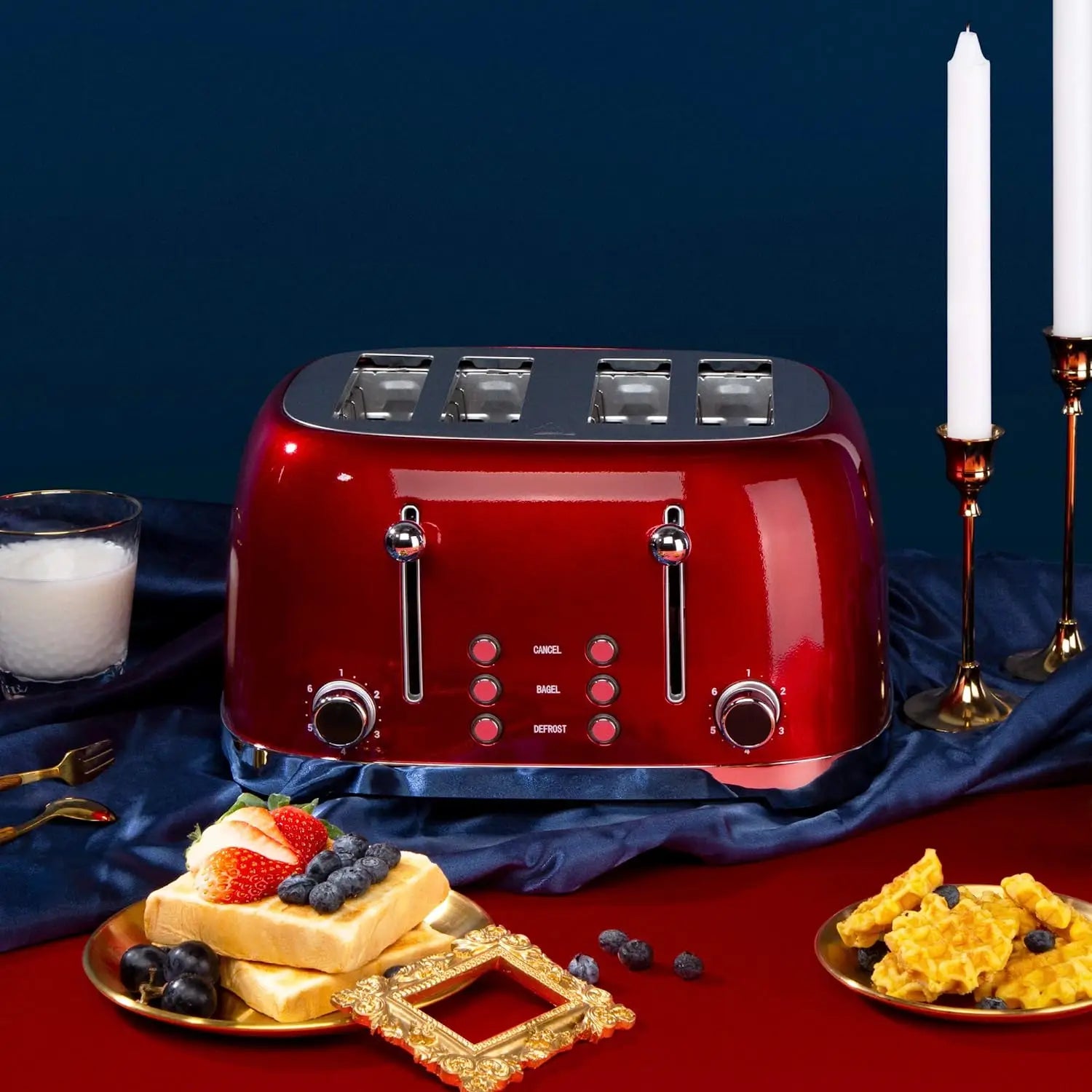 KTX-047123 4-Slice Retro Electric Toaster with Adjustable 1-6 Level Browning Control