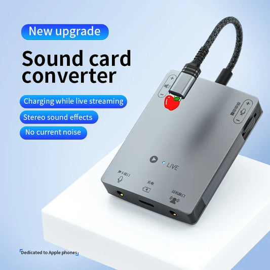 KTX-666515 8-Pin Stereo Live Sound Card Audio Converter with 3.5mm Interface for iPhone and Android Headphones
