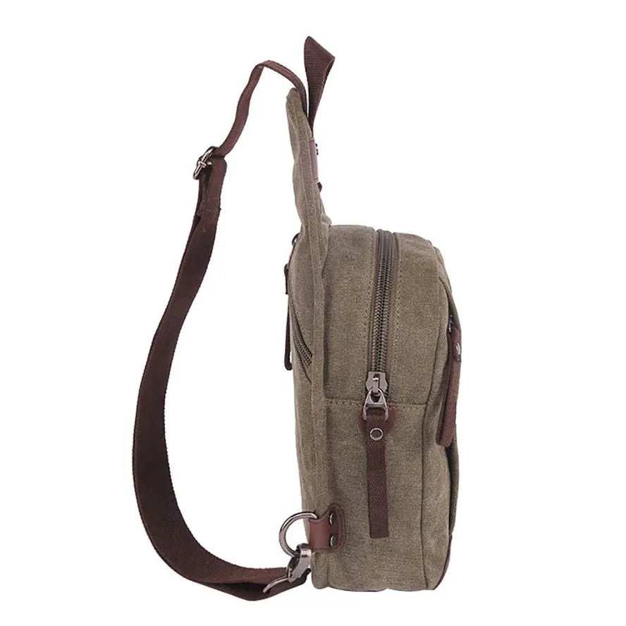 KTX-877651 Casual Canvas Men's Crossbody Chest Bag - Portable and Versatile