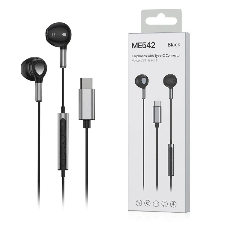 KTX-878931 USB-C Wired Magnetic Earbuds with Microphone for iPhone 15, OnePlus, and Sony Devices