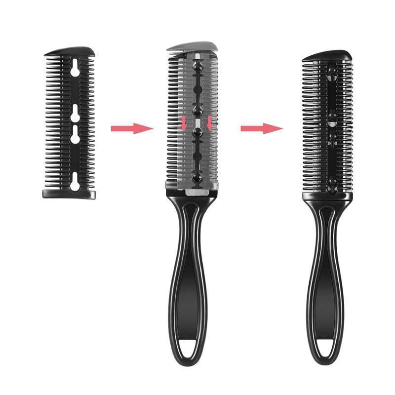 KTX-058003 Double-Sided Hair Cutting Comb with Blade for Bangs and Hair Repair, 60g