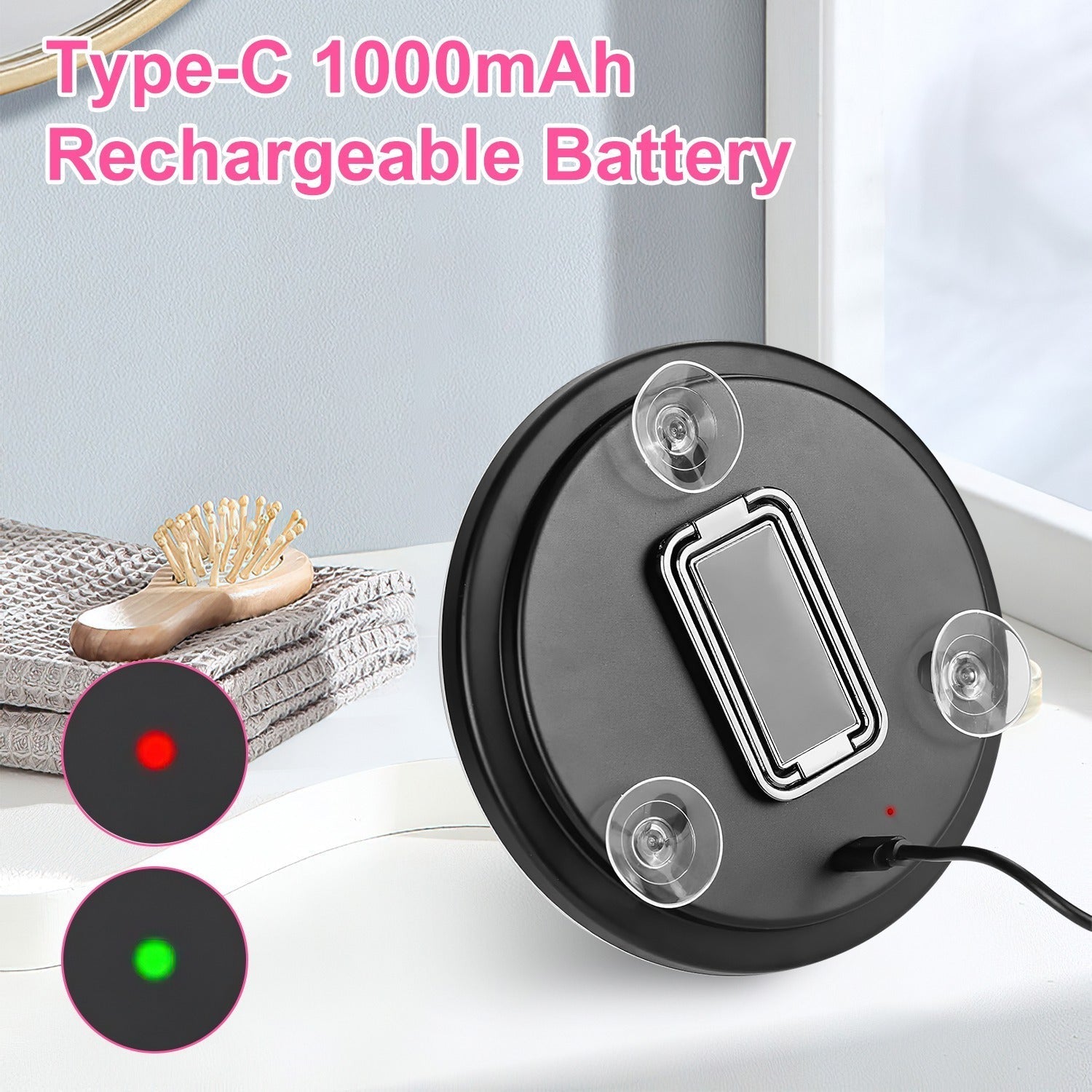 KTX-220691 30X Magnifying Makeup Mirror with Adjustable Light, Rechargeable Battery, and Compact Design for Travel