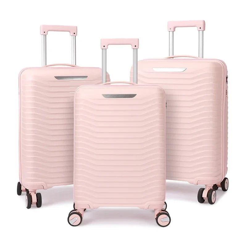 KTX-522323 Custom Colour Designer 3-Piece Trolley Luggage Set - Carry-On Suitcase 20, 24, 28 Inch PP Material