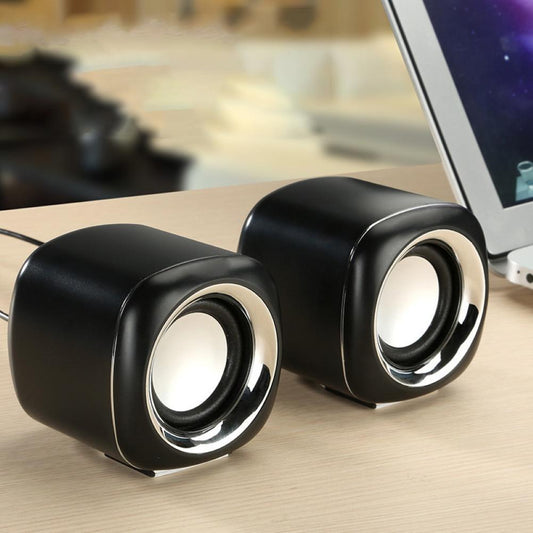 KTX-934739 Compact Mini Desktop Speakers with Bass and Stereo Sound, Adjustable Volume, 3.5mm Plug, ABS Material