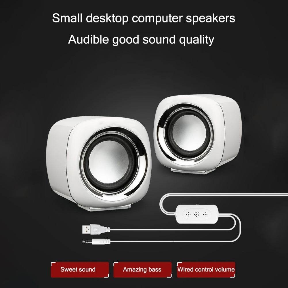 KTX-934739 Compact Mini Desktop Speakers with Bass and Stereo Sound, Adjustable Volume, 3.5mm Plug, ABS Material