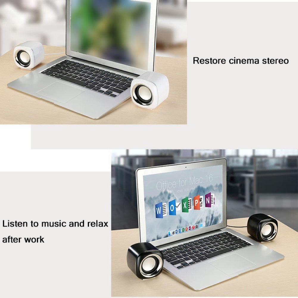 KTX-934739 Compact Mini Desktop Speakers with Bass and Stereo Sound, Adjustable Volume, 3.5mm Plug, ABS Material