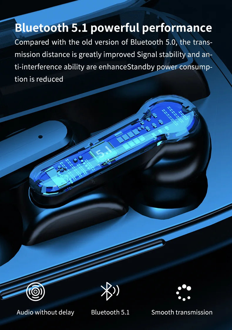 KTX-045075 M19 True Wireless Touch Control Earbuds with Digital Display and Long Battery Life