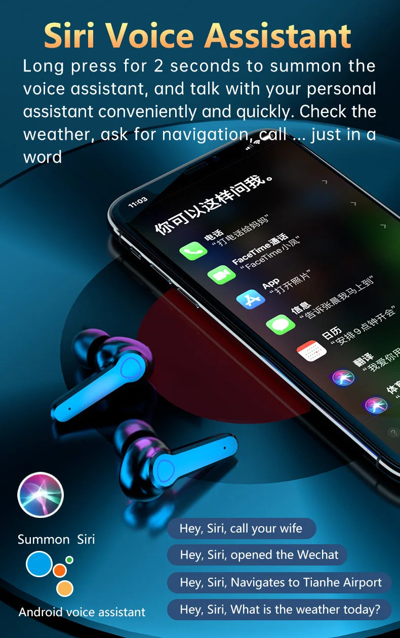 KTX-045075 M19 True Wireless Touch Control Earbuds with Digital Display and Long Battery Life