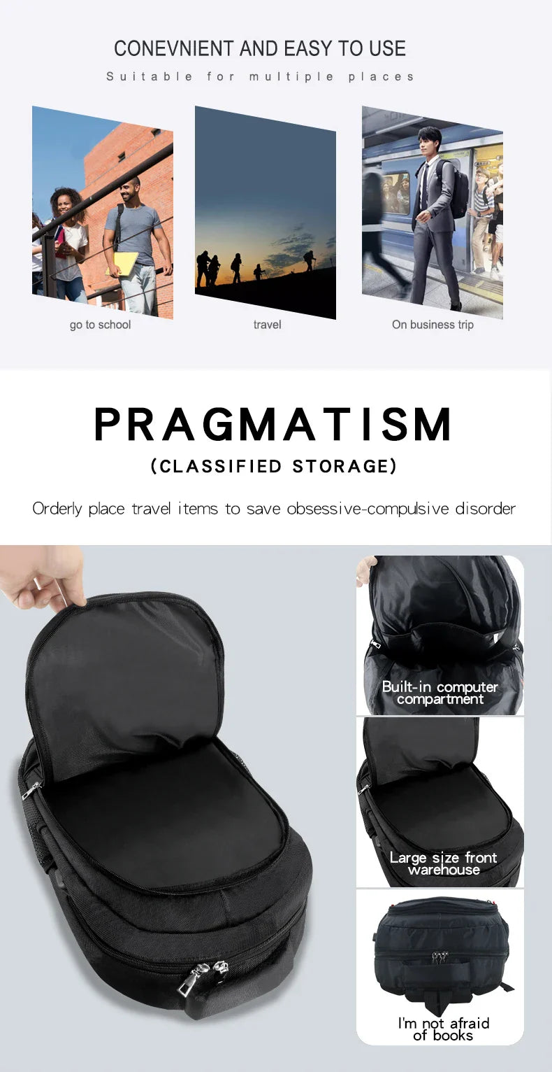 KTX-527763 Large Capacity USB Backpack for School and Laptops - Durable and Functional Backpack for Teens and Boys