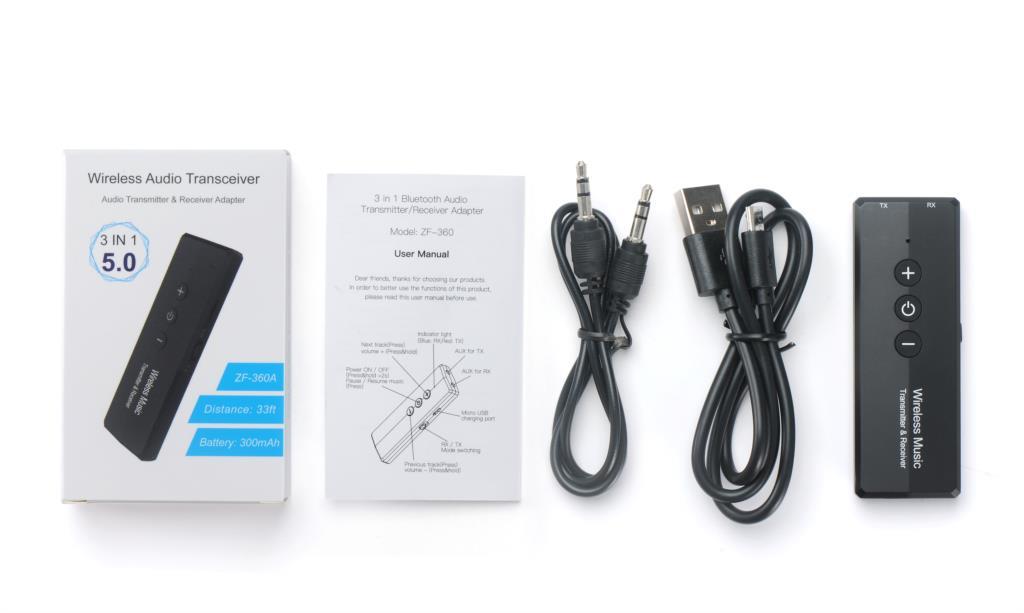 KTX-243667 Bluetooth 5.0 Receiver-Transmitter Combo with Bilateral Stereo and Built-in Battery