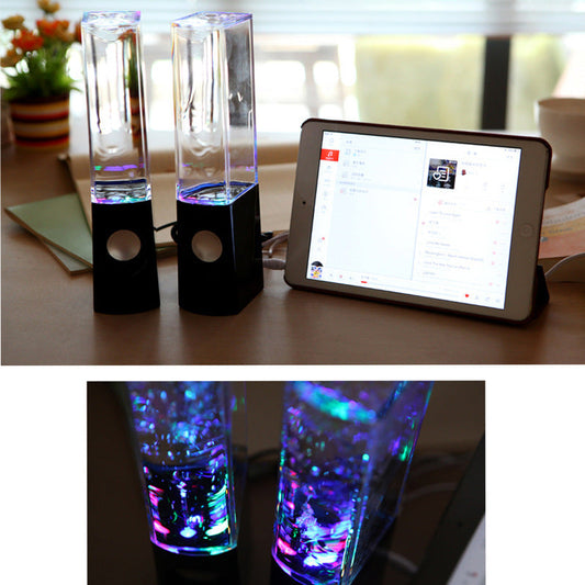 KTX-693011 Colorful Mini Dancing Water Speakers with LED Light Show – USB Powered 3.5mm Compatibility, 9-Inch Height