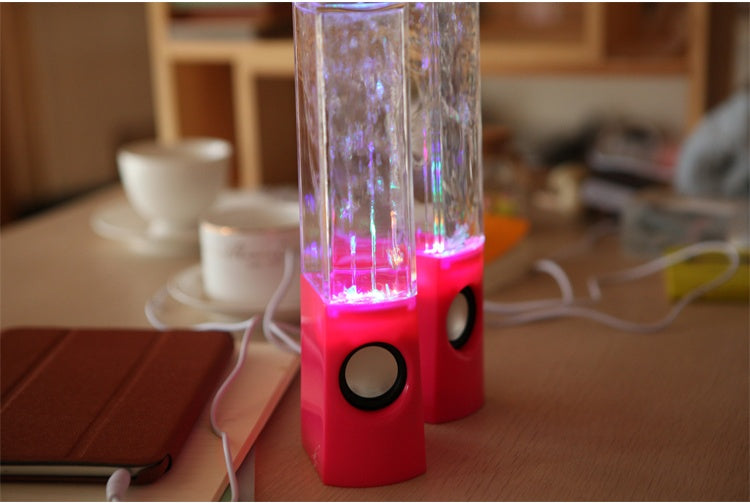 KTX-693011 Colorful Mini Dancing Water Speakers with LED Light Show – USB Powered 3.5mm Compatibility, 9-Inch Height