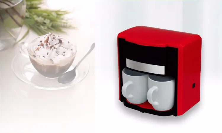 KTX-703315 Compact 300ml Coffee Maker with Hot Plate and Dual Drip Cups