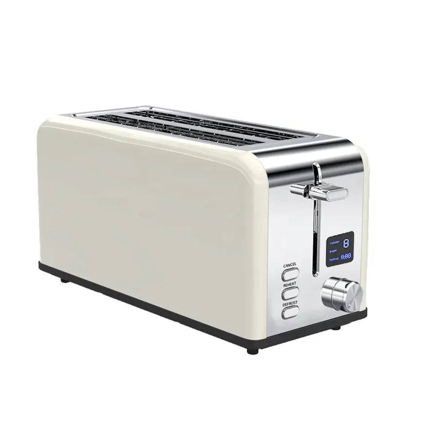 KTX-160083 Extra Raising LCD Toaster with 6 Toasting Positions and Crumbs Collector – Metal Toaster for Long Grooves
