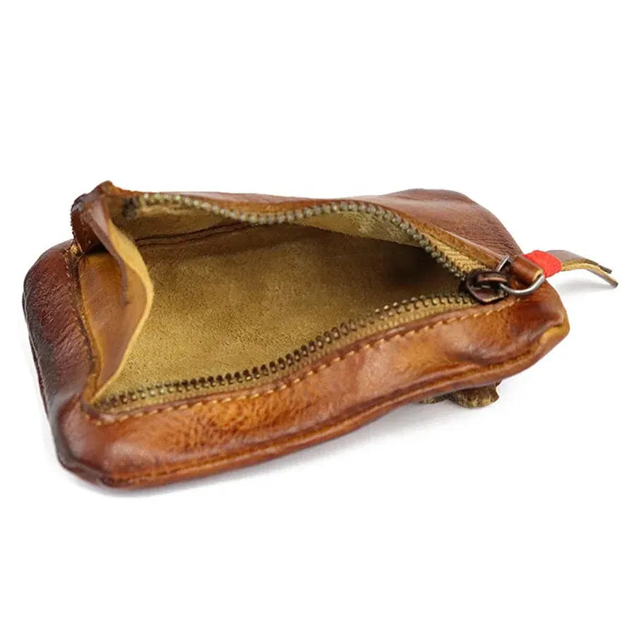 KTX-743315 Retro Style Genuine Leather Card Wallet for Students - Zipper Closure, Multi-Colour Options